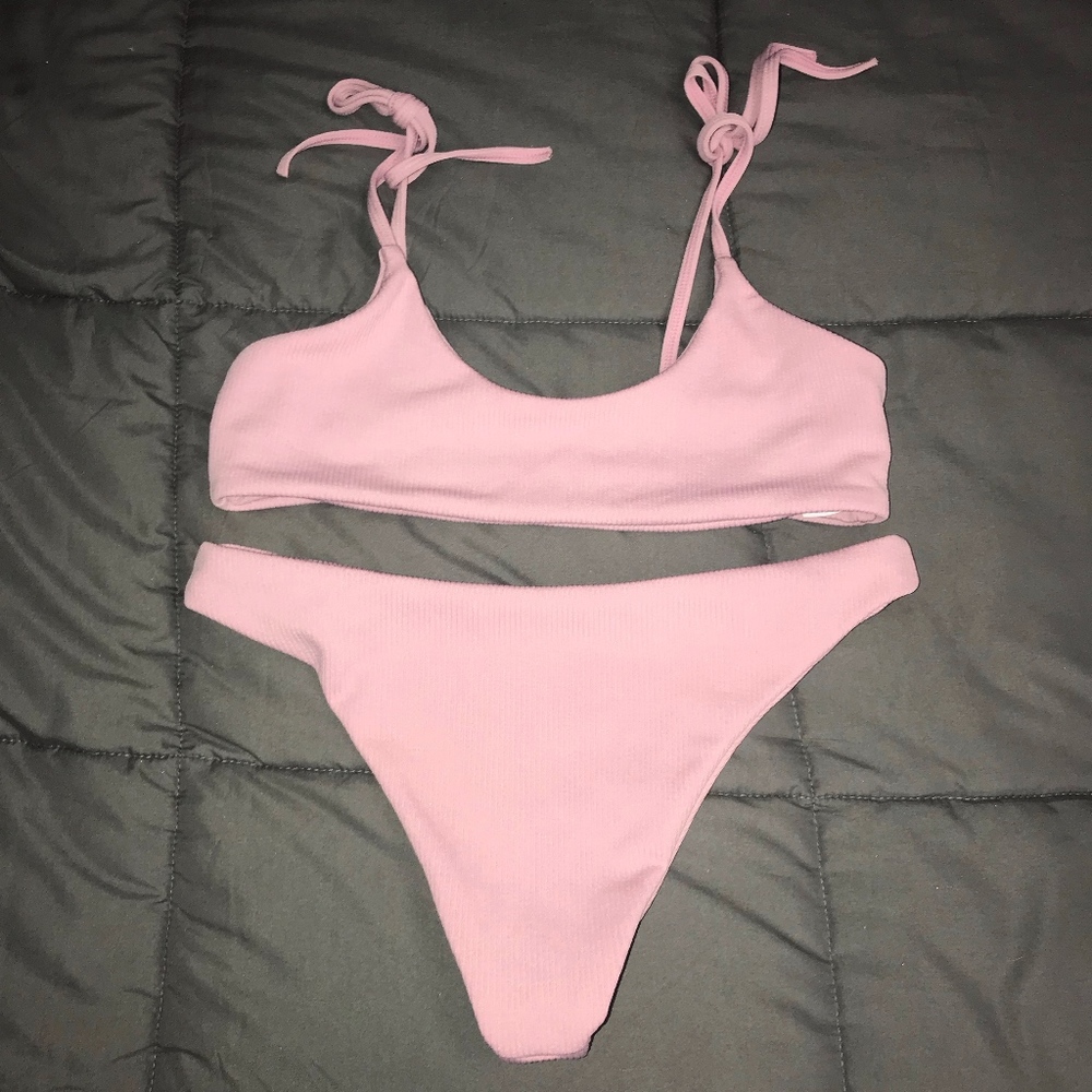 Zaful Dusty Pink Tie Bikini